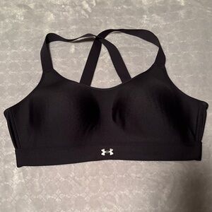Under Armour Women's Black Sports Bra with White Logo